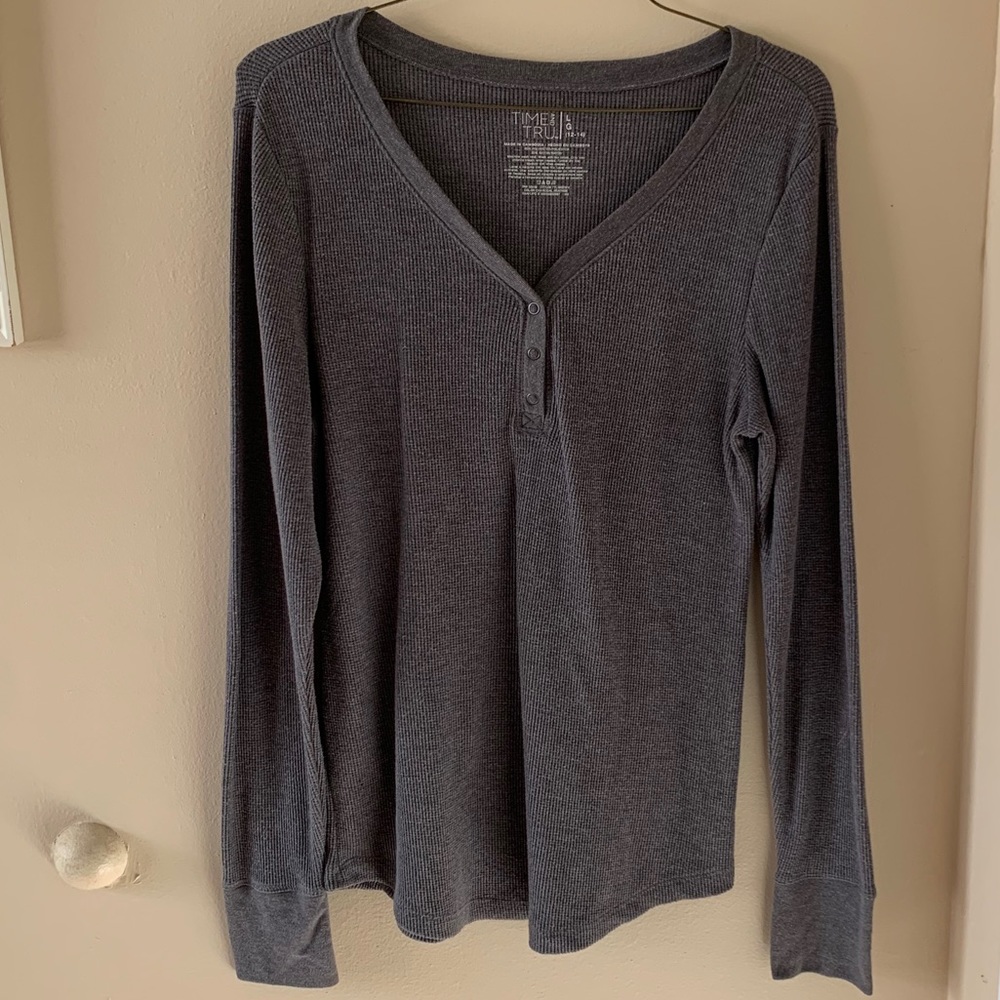 Time and Tru Gray Long Sleeve Henley